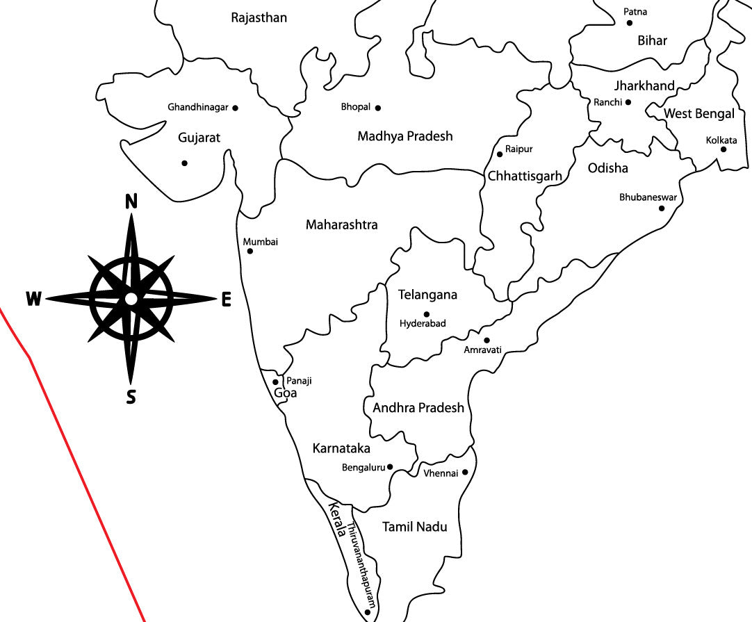 india map with states and capitals Laser Engraving