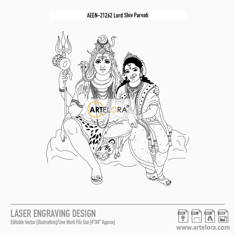 Lord Shiv Parvati Laser Engraving Design