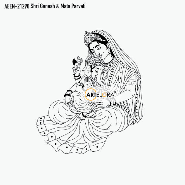 Laser Engraving Design Shri Ganesh & Mata Parvati