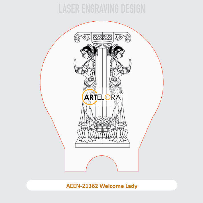 Laser Engraving Laddu Welcome Lady