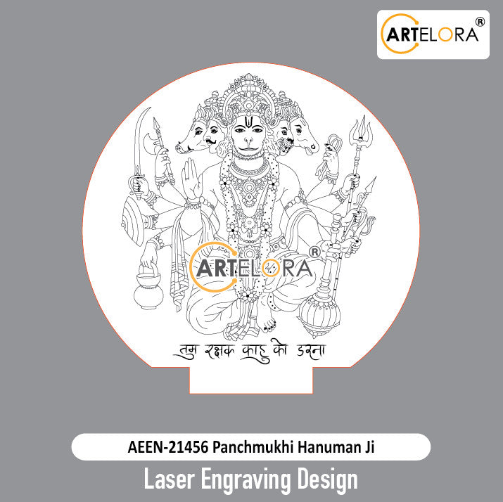 Laser Engraving Design Panchmukhi Hanuman Ji
