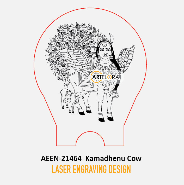Laser Engraving Design Kamadhenu Cow