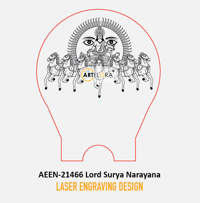 Laser Engraving Design Lord Surya Narayana