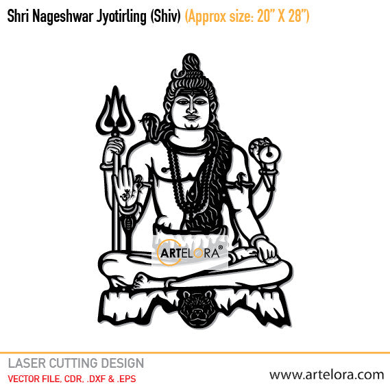 2D Modern Art Shri Nageshwar Jyotirling (Shiv)