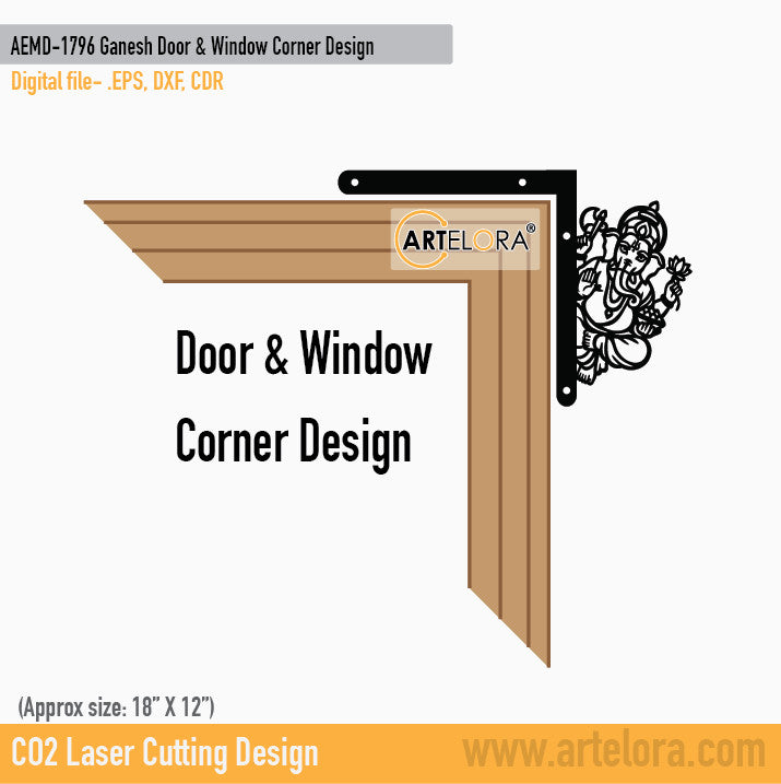 2D Modern Art Ganesh Door & Window Corner Design