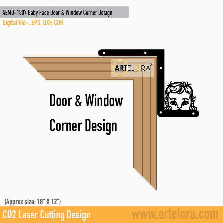 2D Modern Art Baby Face Door & Window Corner Design