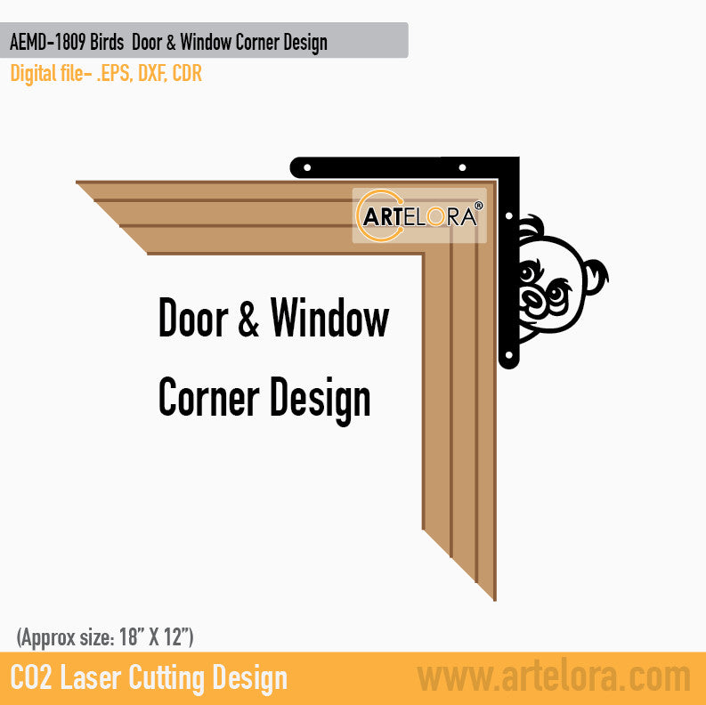 2D Modern Art Panda Door & Window Corner Design