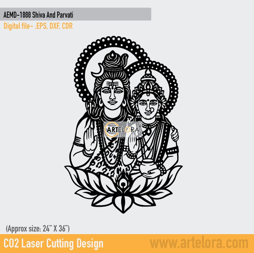 2D Modern Art Shiva And Parvati