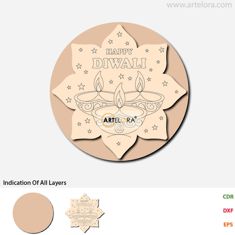 Pre Marked Base Design Dipak (Diya) Diwali Design