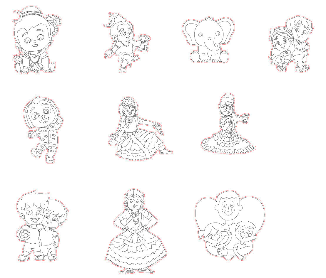 Pre Marked Base Design All Cartoon Drawing