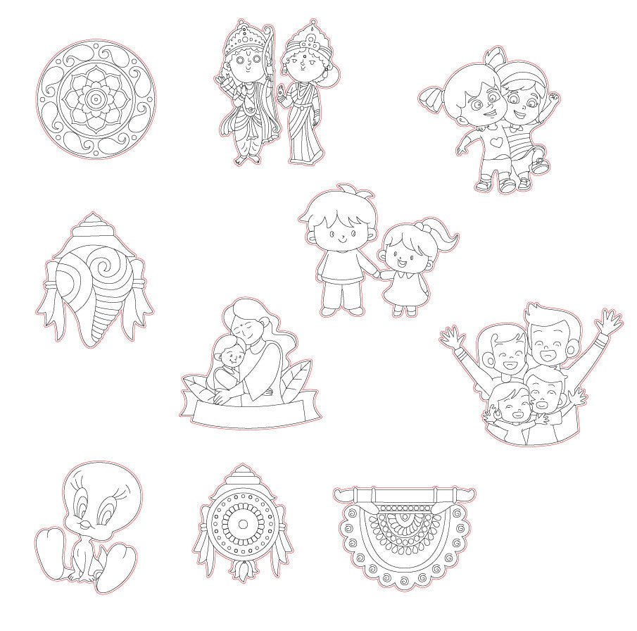 Pre Marked Base Design All Cartoon Drawing