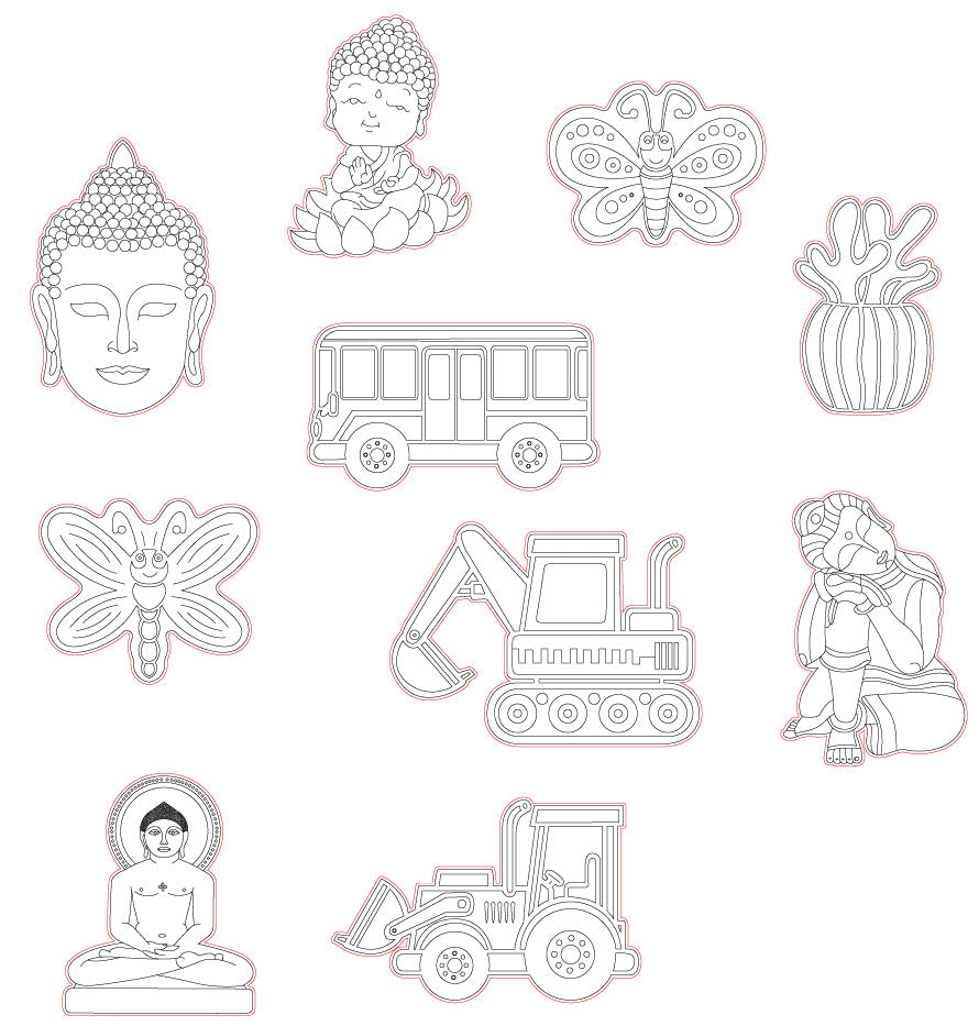 Pre Marked Base Design All Cartoon Drawing