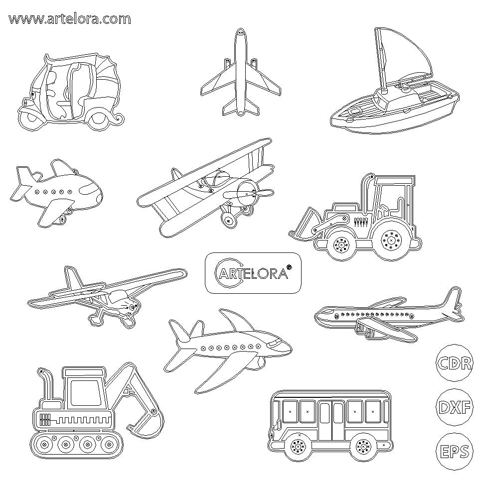 Pre Marked Base Design Transport Cartoon Drawing