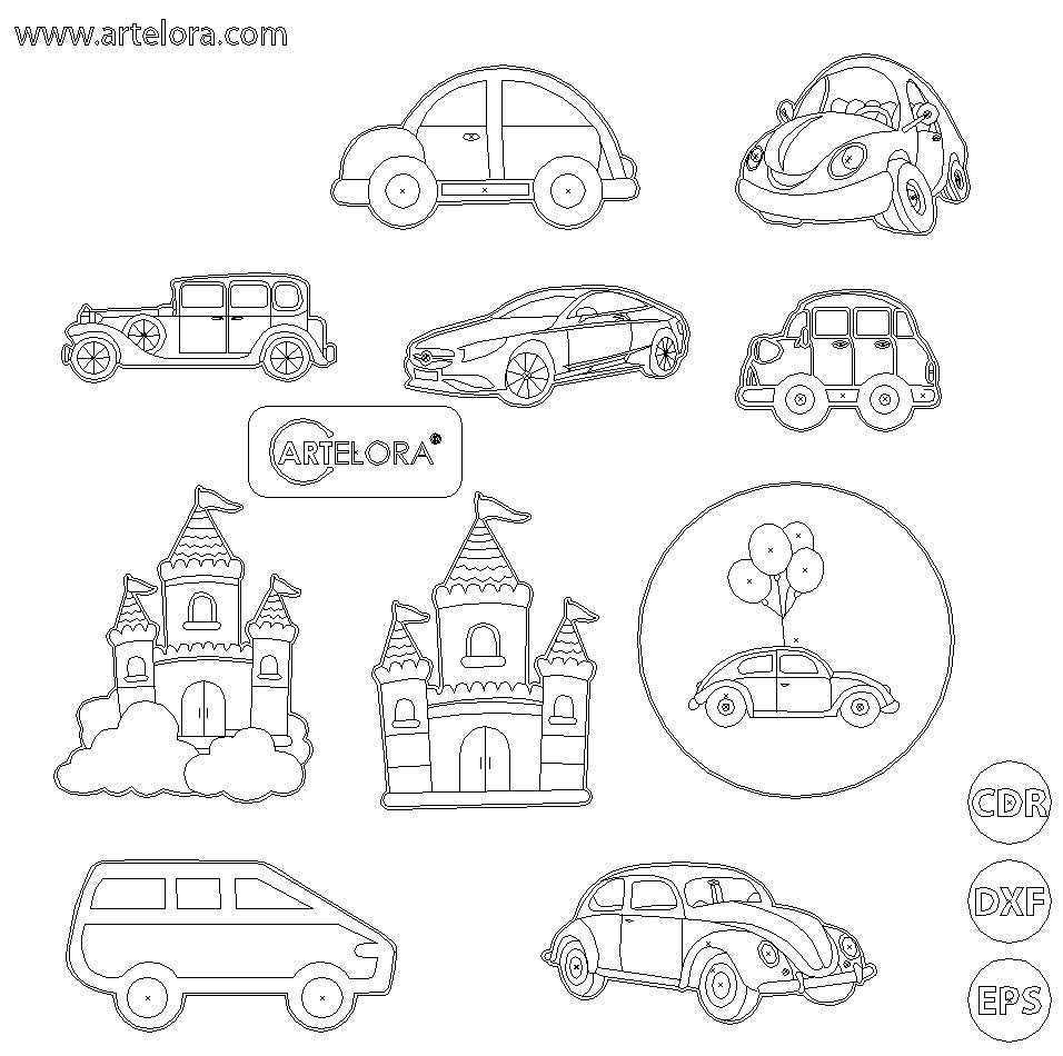 Pre Marked Base Design car Cartoon Drawing