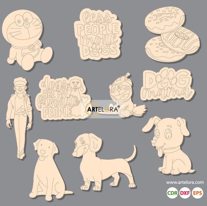 Pre Marked Base Design Dog Cartoon Drawing