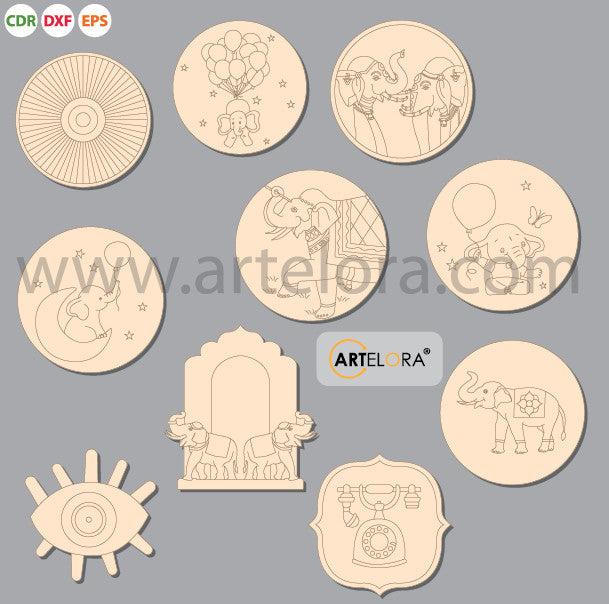 Pre Marked Base Design Elephant Cartoon Drawing