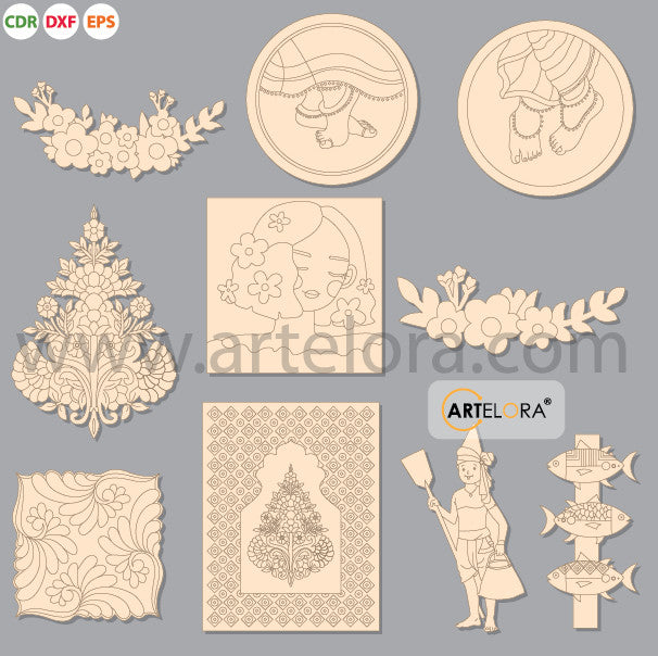 Pre Marked Base Design Flower Cartoon Drawing