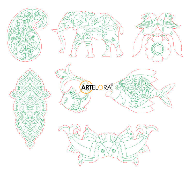 SKU-MB0210 Madhubani Fish (Pre Marked Base Design)