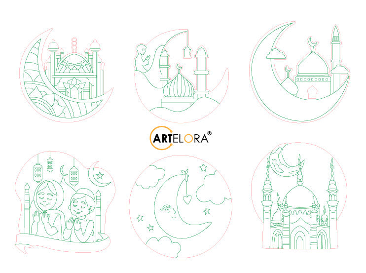 SKU-MB0217 Moon & Mosque (Islamic) (Pre Marked Base Design)