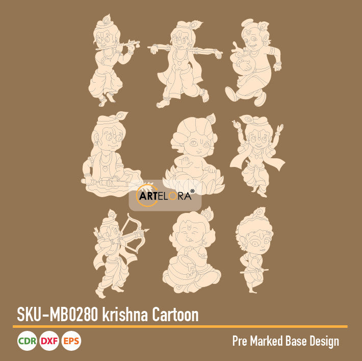 Pre Marked Base Design krishna Cartoon