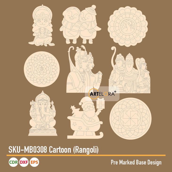 Pre Marked Base Design Cartoon (Rangoli)
