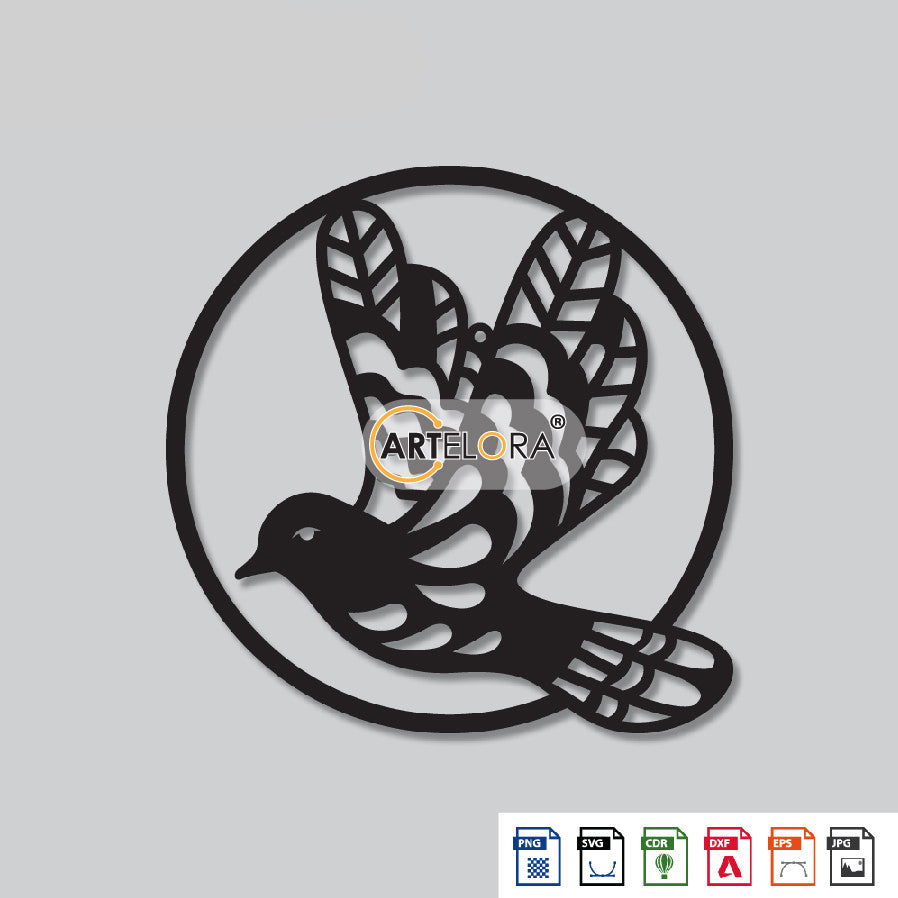 2D Modern Art Round Bird Design