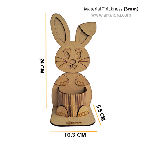 3D Model Laser Cutting Rabbit pen Holder (animal)