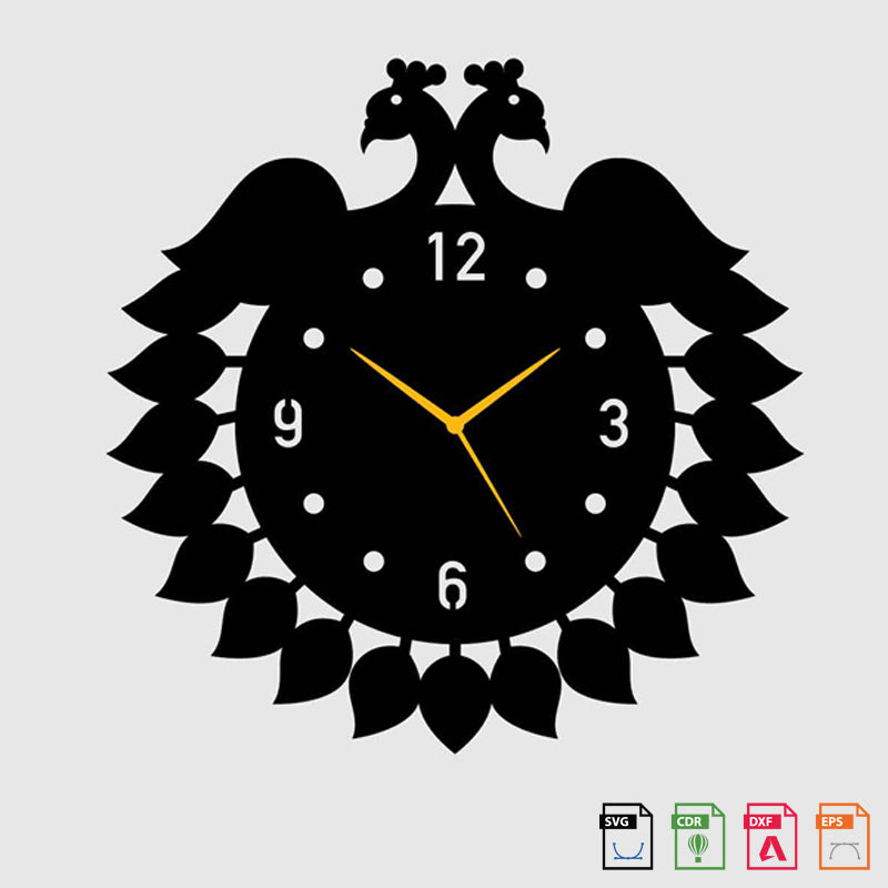 Wall Clock round peacock