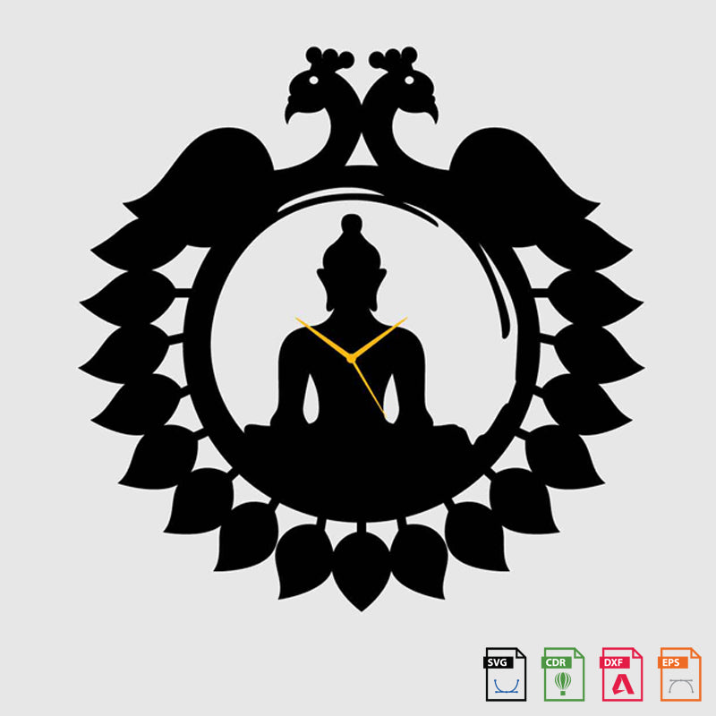 Wall Clock Peacock Budhha