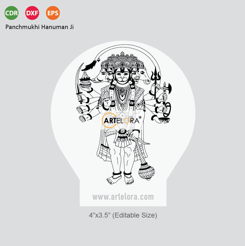 Laser Engraving Panchmukhi Hanuman Ji