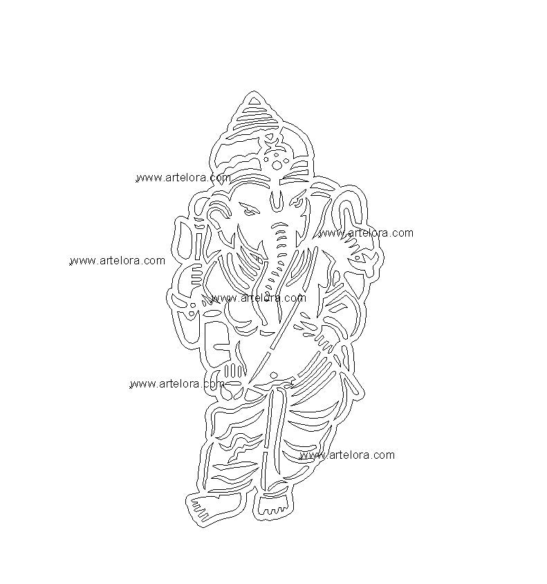 2D Modern Art Shri Ganesh Laser cutting