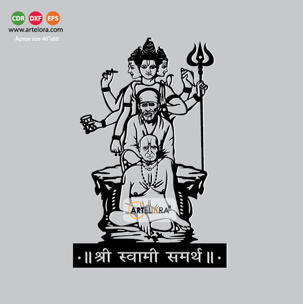 2D Modern Art Swami Samarth (Datta Guru & Sai Baba)