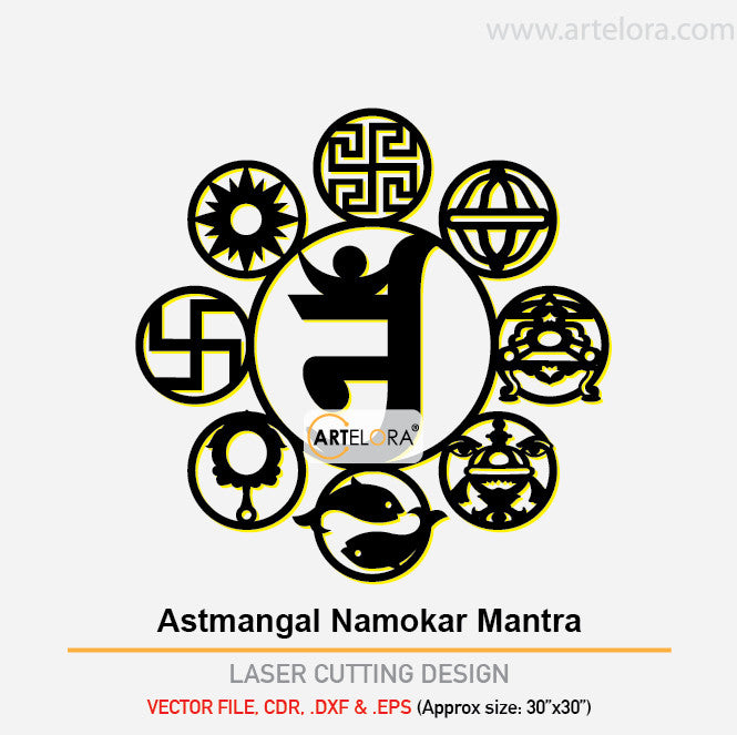 2D Modern Art Astmangal Namokar Mantra