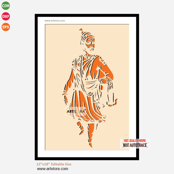 Premium Art MDF Laser Cutting Shivaji maharaj (12x18)