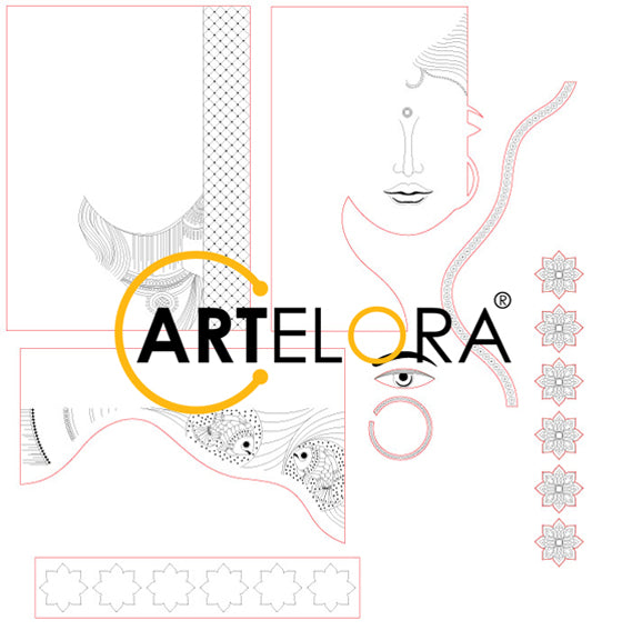 Premium Art Beautiful Woman Madhubani (15x20)