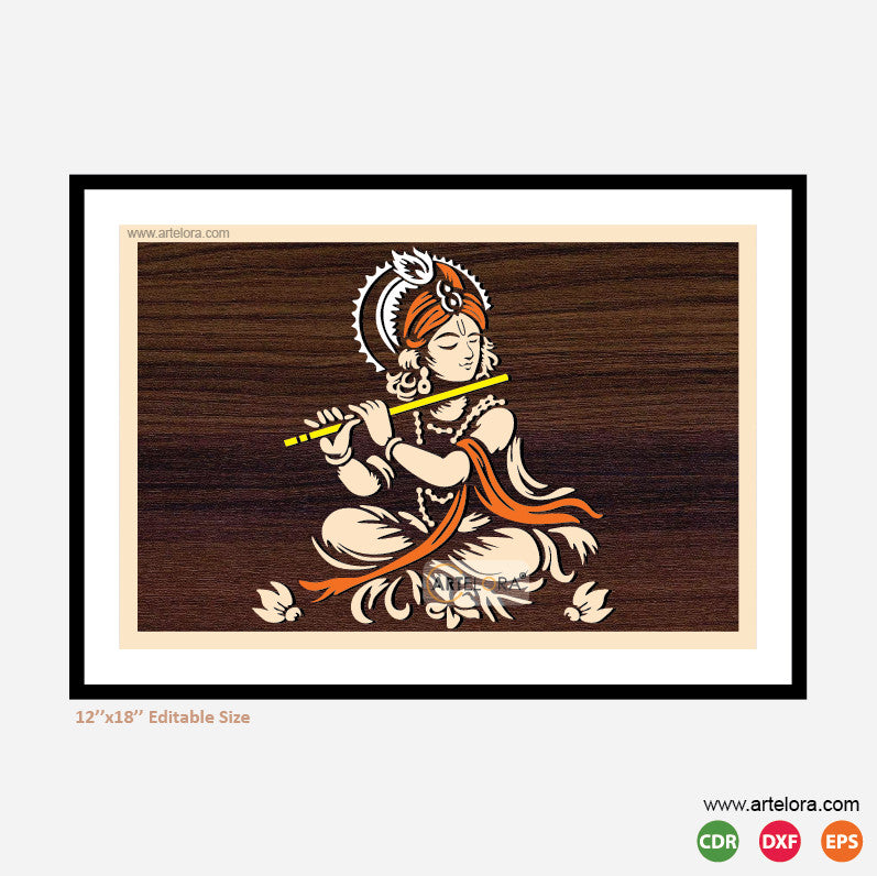 Premium Art MDF Laser Cutting Photo Frames of Shri Krishna (12x18)