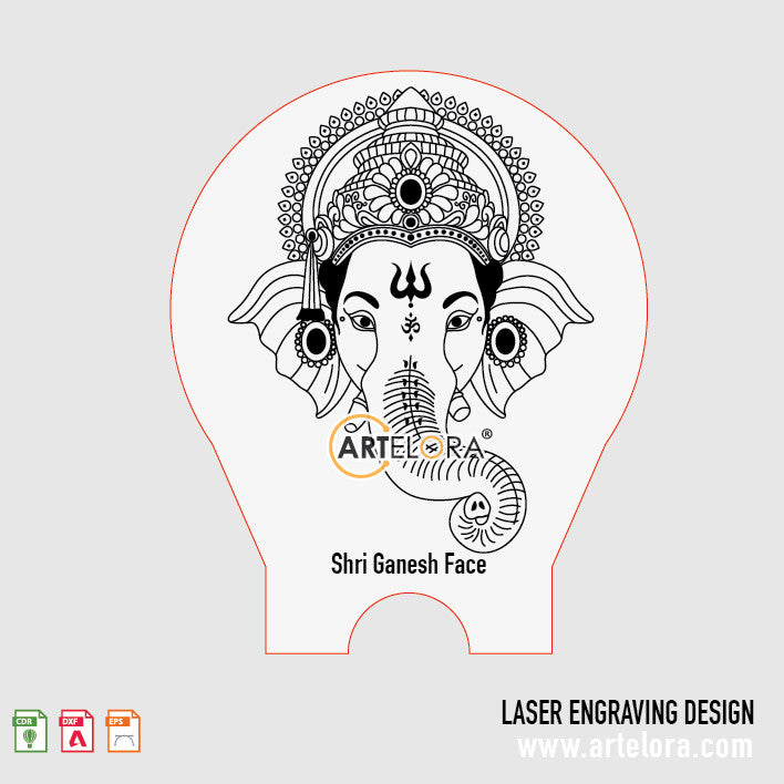 Shri Ganesh Face Laser Engraving