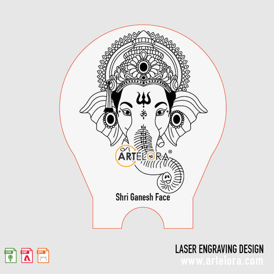 Shri Ganesh Face Laser Engraving