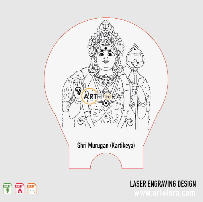 Shri Murugan (Kartikeya) Laser Engraving