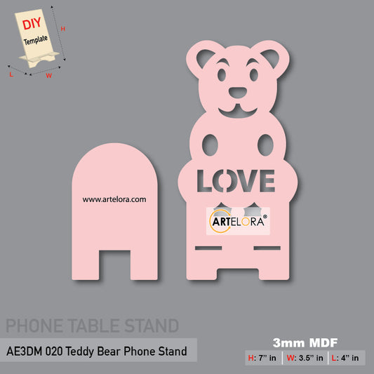 3D Model Laser Cutting Teddy Bear Phone Stand