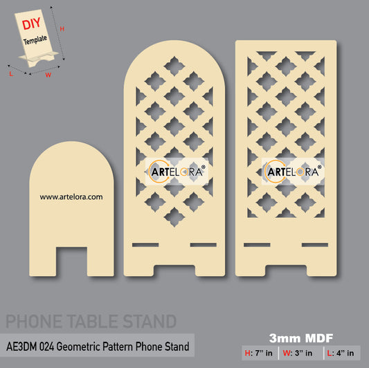 3D Model Laser Cutting Geometric Pattern Phone Stand