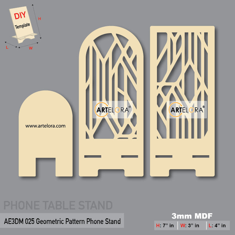3D Model Laser Cutting Geometric Pattern Phone Stand
