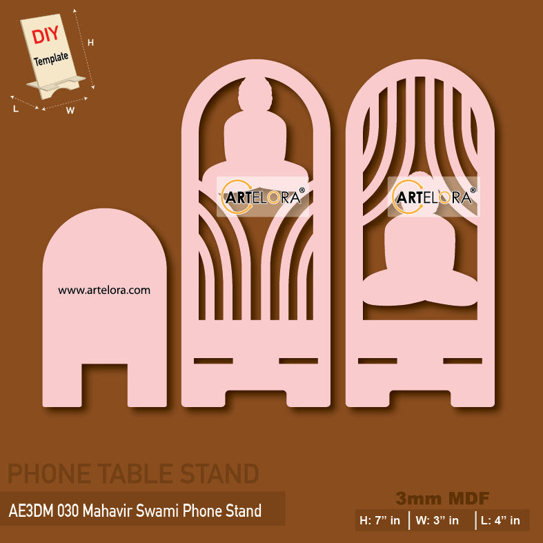 3D Model Laser Cutting Mahavir Swami Phone Stand