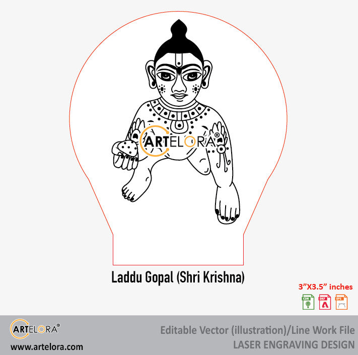 Laddu Gopal (Shri Krishna) Laser Engraving