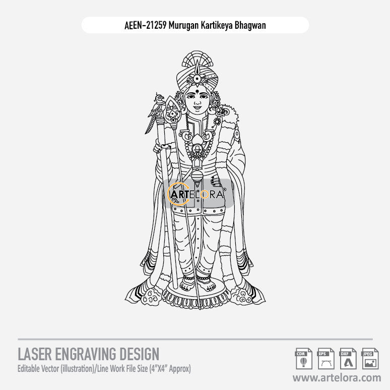 Murugan Kartikeya Bhagwan Laser Engraving Design