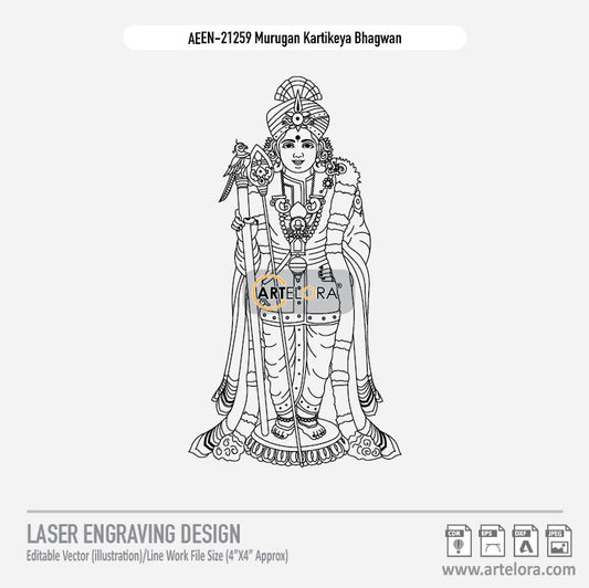 Murugan Kartikeya Bhagwan Laser Engraving Design