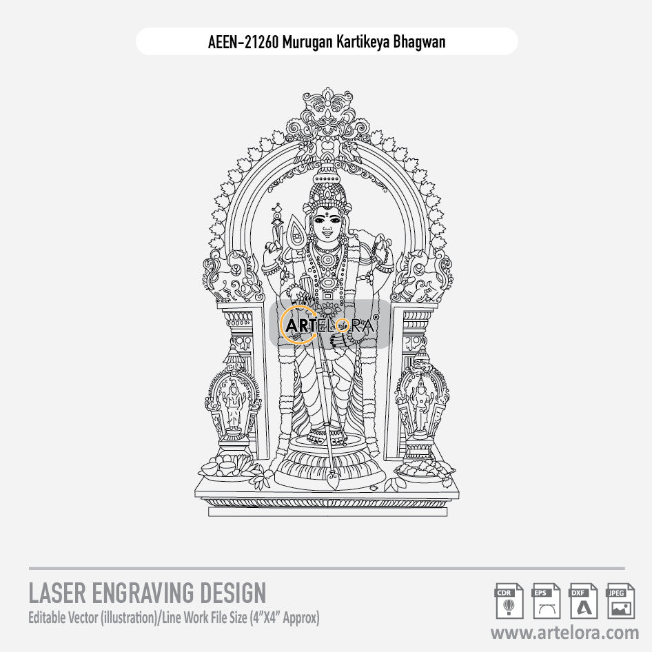 Murugan Kartikeya Bhagwan Laser Engraving Design