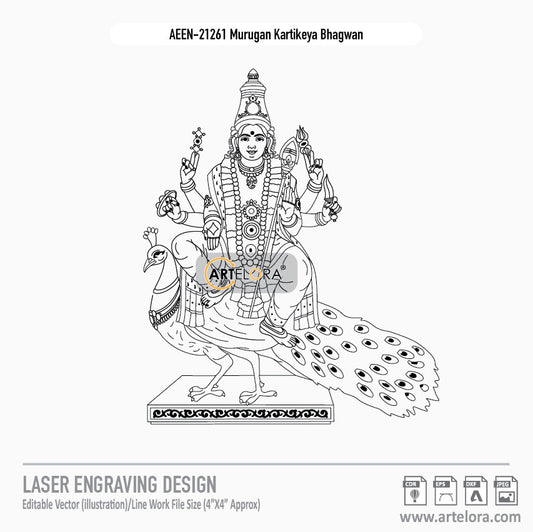 Murugan Kartikeya Bhagwan Laser Engraving Design