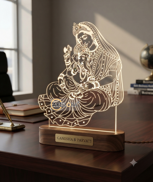 Laser Engraving Design Shri Ganesh & Mata Parvati