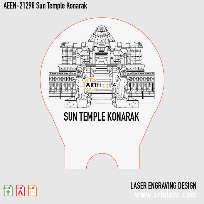 Laser Engraving Design Sun Temple Konarak